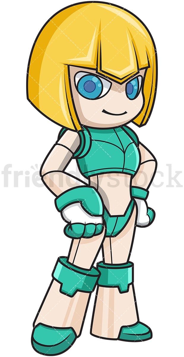 Girl Robot Cartoon Clipart Vector - FriendlyStock