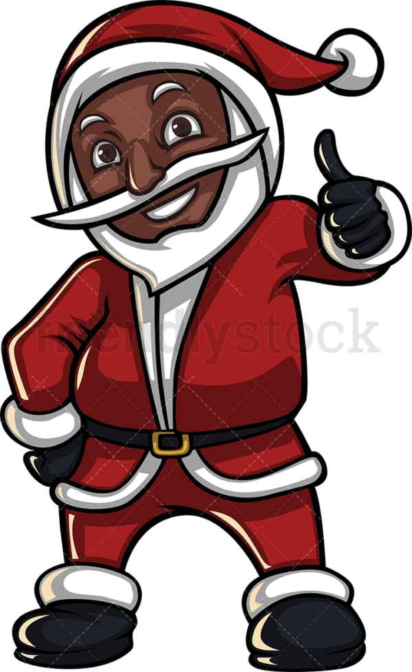 Black santa claus thumbs up. PNG - JPG and vector EPS (infinitely scalable). Image isolated on transparent background.