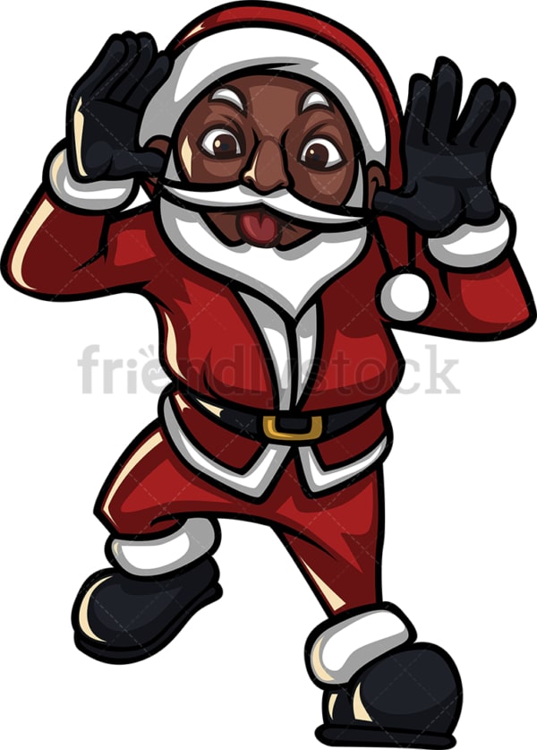 Black santa claus sticking his tongue out. PNG - JPG and vector EPS (infinitely scalable).