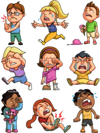 Kids crying. PNG - JPG and vector EPS file formats (infinitely scalable). Image isolated on transparent background.