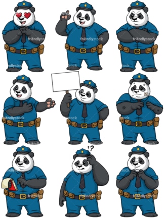 Panda-Polizei. PNG - JPG- und Vektor-EPS-Dateiformate (unendlich skalierbar).