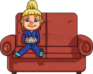 Little girl watching tv. PNG - JPG and vector EPS (infinitely scalable). Image isolated on transparent background.