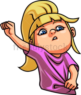 Little girl putting shirt on. PNG - JPG and vector EPS file formats (infinitely scalable). Image isolated on transparent background.