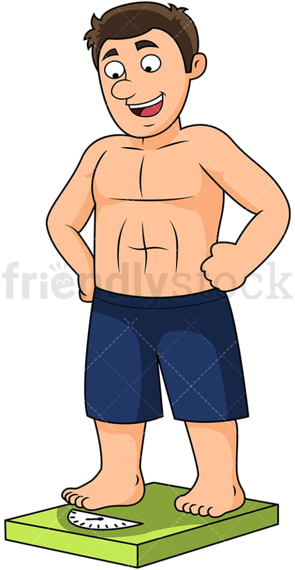 Fit man on weighing scale. PNG - JPG and vector EPS file formats (infinitely scalable). Image isolated on transparent background.