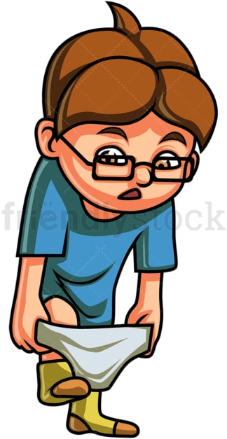 Little boy putting underpants on. PNG - JPG and vector EPS file formats (infinitely scalable). Image isolated on transparent background.