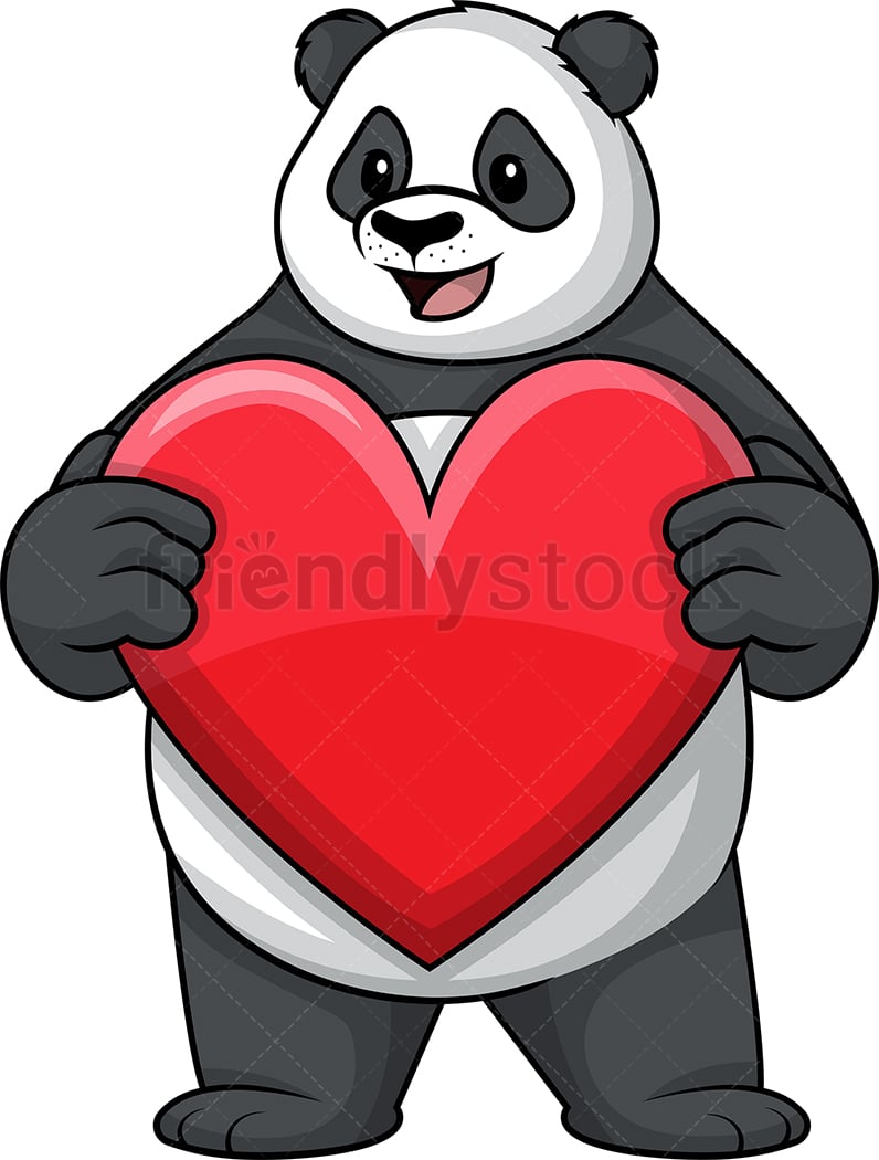 Panda holding heart. PNG - JPG and vector EPS (infinitely scalable).