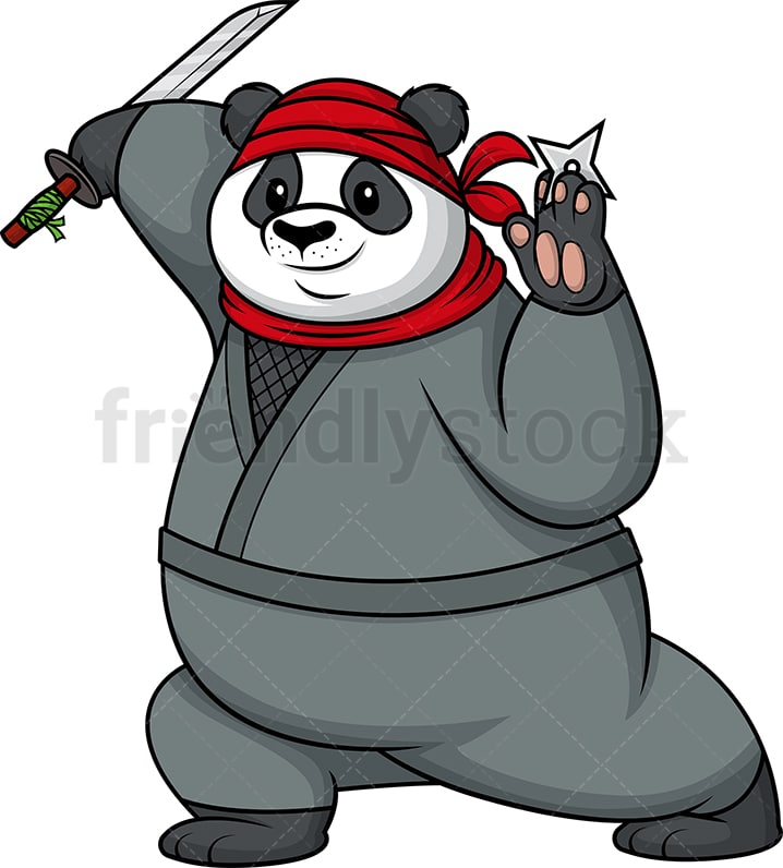 Panda Ninja Cartoon Vector Clipart - FriendlyStock