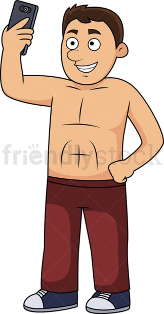 Fit man taking selfie. PNG - JPG and vector EPS file formats (infinitely scalable). Image isolated on transparent background.