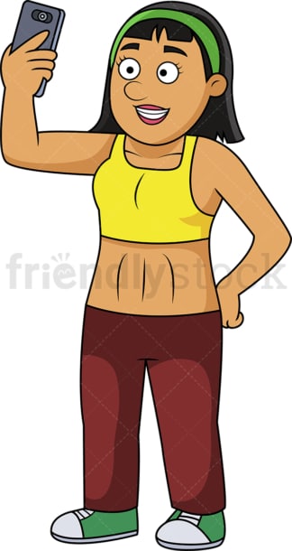 Fit woman taking a selfie. PNG - JPG and vector EPS file formats (infinitely scalable). Image isolated on transparent background.