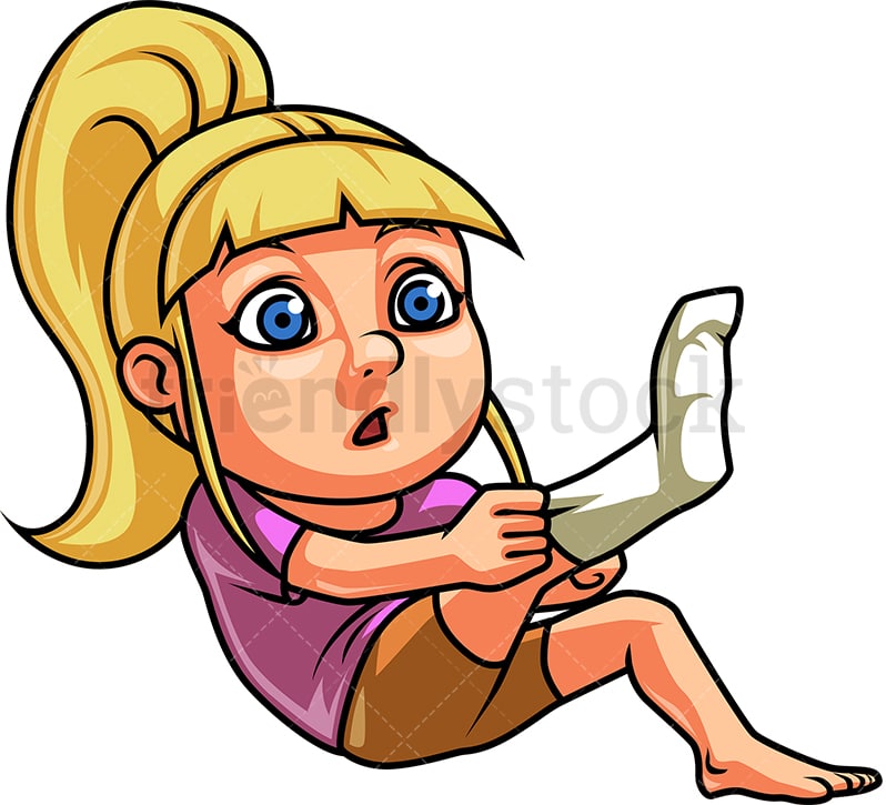Little Girl Putting On Shoes Cartoon Vector Clipart FriendlyStock ...