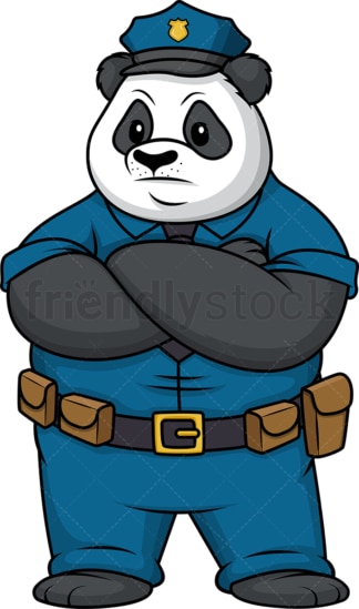 Serious panda policeman. PNG - JPG and vector EPS file formats (infinitely scalable). Image isolated on transparent background.