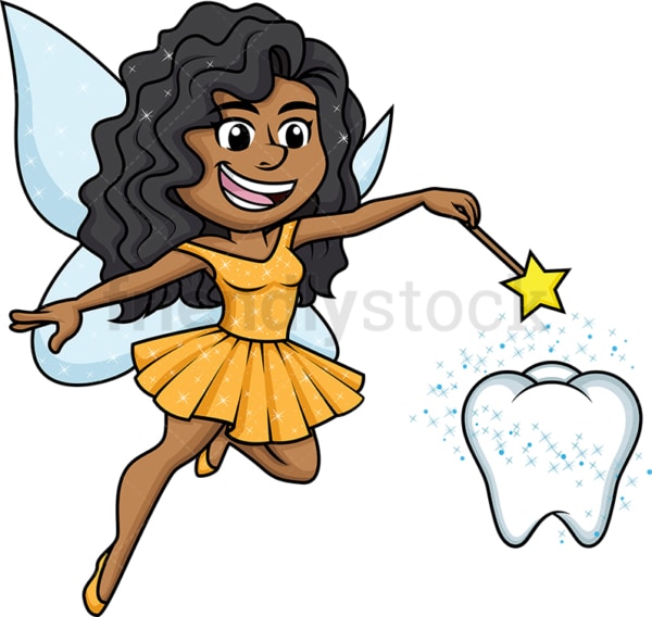 Black Tooth Fairy Cartoon Clipart Vector - FriendlyStock