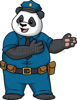Panda policeman pointing sideways. PNG - JPG and vector EPS (infinitely scalable).