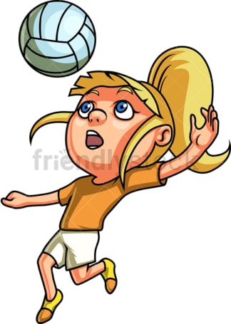 Little girl playing volleyball. PNG - JPG and vector EPS (infinitely scalable). Image isolated on transparent background.