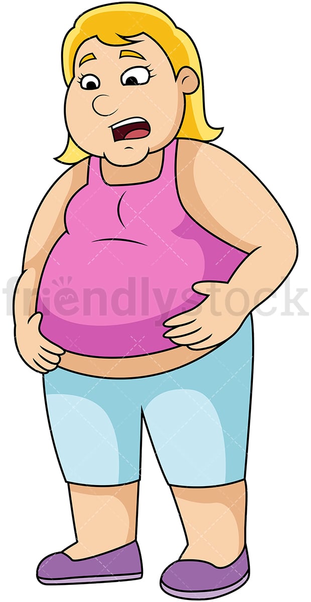 Overweight Woman With Big Belly Cartoon Clipart - FriendlyStock