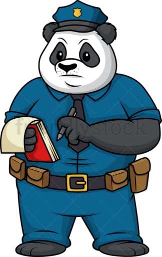 Panda policeman writing ticket. PNG - JPG and vector EPS (infinitely scalable).