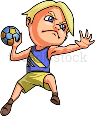 Little boy playing handball. PNG - JPG and vector EPS (infinitely scalable). Image isolated on transparent background.