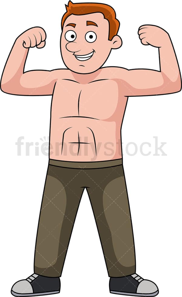 Fit man flexing muscles. PNG - JPG and vector EPS file formats (infinitely scalable). Image isolated on transparent background.