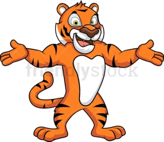 Tiger mascot with open arms. PNG - JPG and vector EPS (infinitely scalable).