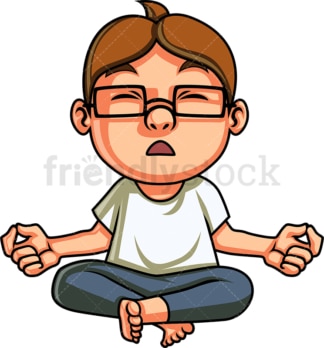 Little boy doing yoga meditation. PNG - JPG and vector EPS. Isolated on transparent background.