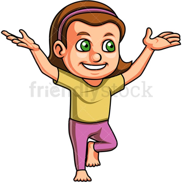 Girl doing the vriksasana yoga pose. PNG - JPG and vector EPS. Isolated on transparent background.