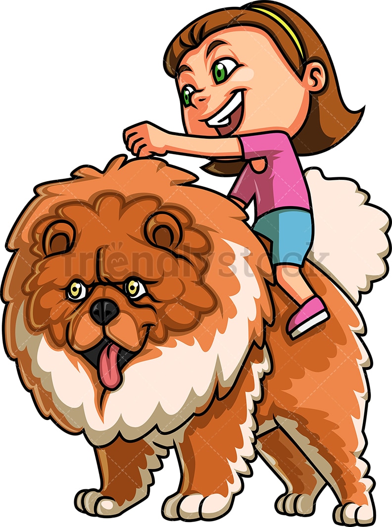Little Girl With Dog Cartoon Clipart Vector - FriendlyStock