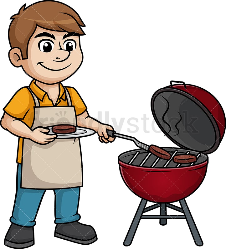 Man Cooking BBQ Cartoon Vector Clipart - FriendlyStock
