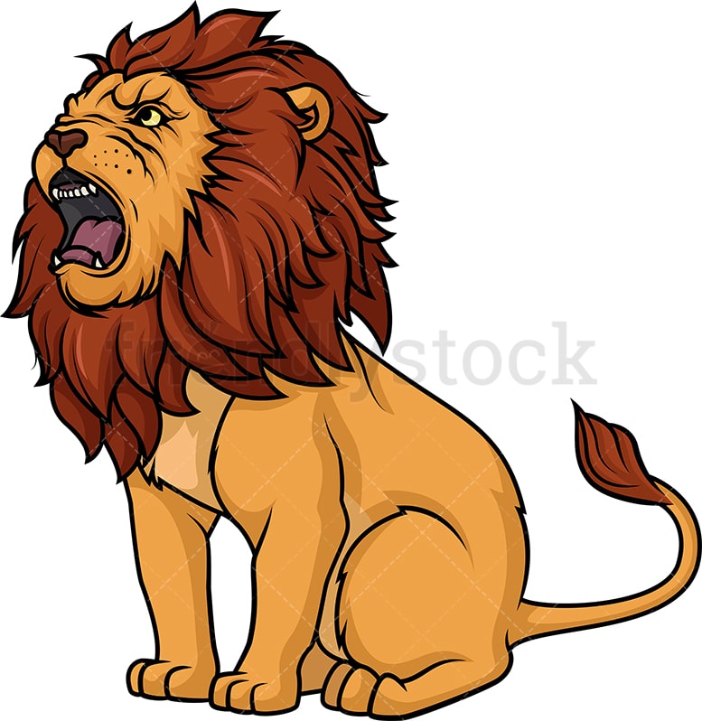 Lion Roaring Cartoon Clipart Vector - FriendlyStock