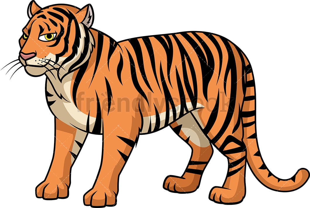 Wild Bengal Tiger Cartoon Clipart Vector - FriendlyStock