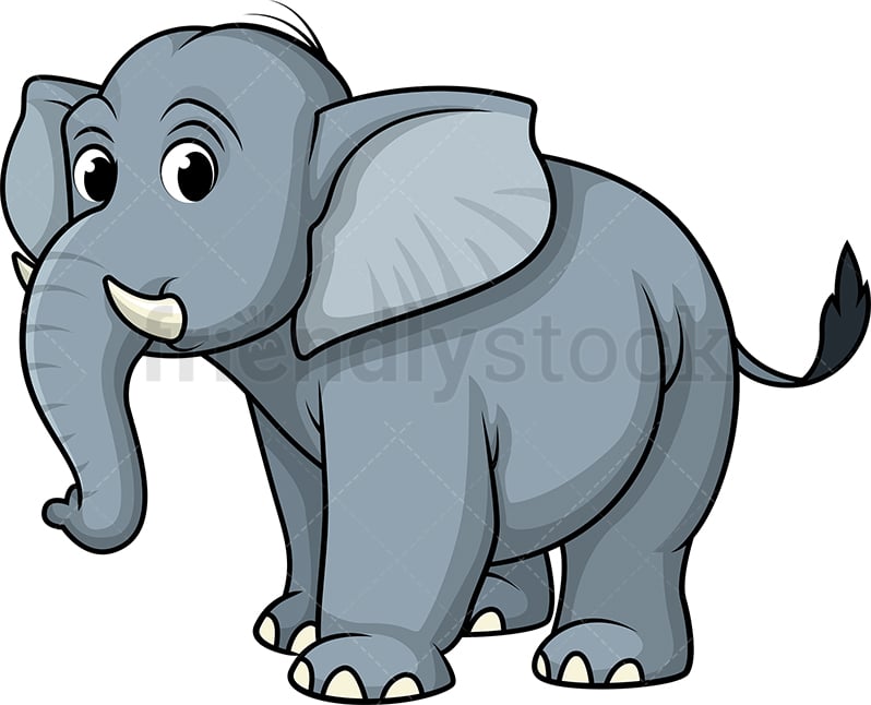 Wild Blue Elephant Cartoon Clipart Vector - FriendlyStock