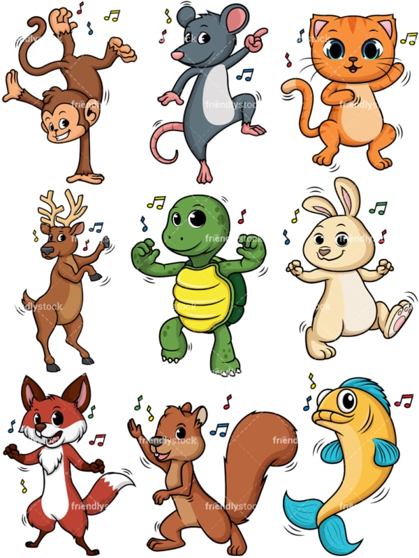 Dancing animals. PNG - JPG and vector EPS file formats (infinitely scalable).