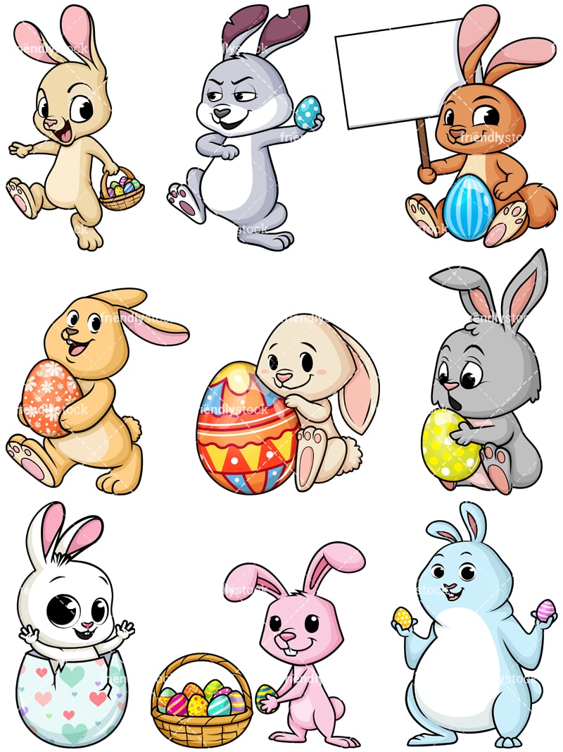 Easter Bunnies Cartoon Vector Clipart - FriendlyStock