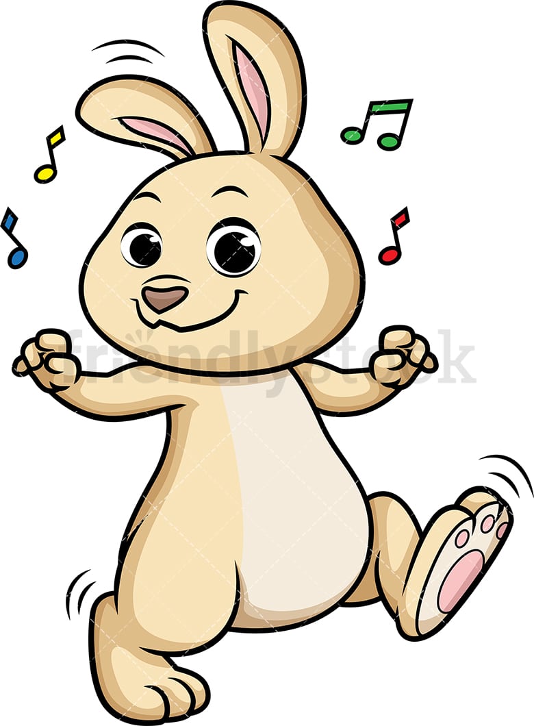 Rabbit Dancing Cartoon Clipart Vector - FriendlyStock