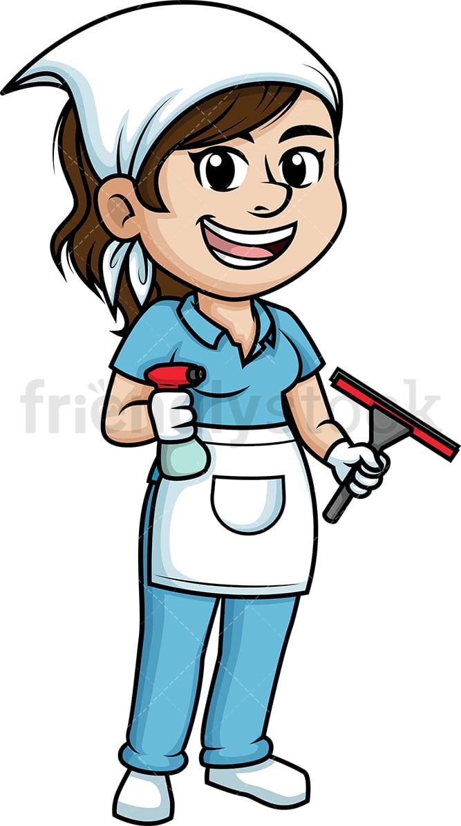 Female Window Cleaner Cartoon Clipart Vector - FriendlyStock