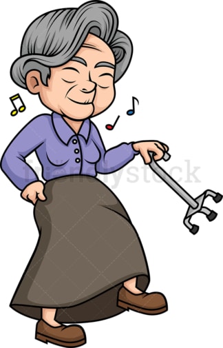 Old lady dancing. PNG - JPG and vector EPS (infinitely scalable).