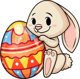 Shy easter bunny. PNG - JPG and vector EPS (infinitely scalable). Image isolated on transparent background.