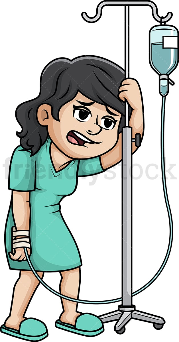 Woman With An IV Stand Cartoon Clipart Vector FriendlyStock