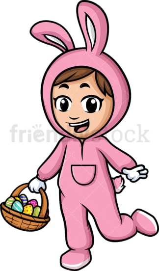 Little girl holding basket with easter eggs. PNG - JPG and vector EPS (infinitely scalable).