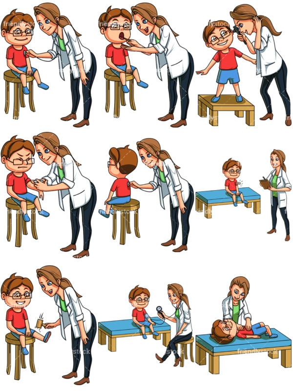 Little boy at the doctor. PNG - JPG and vector EPS file formats (infinitely scalable). Images isolated on transparent background.