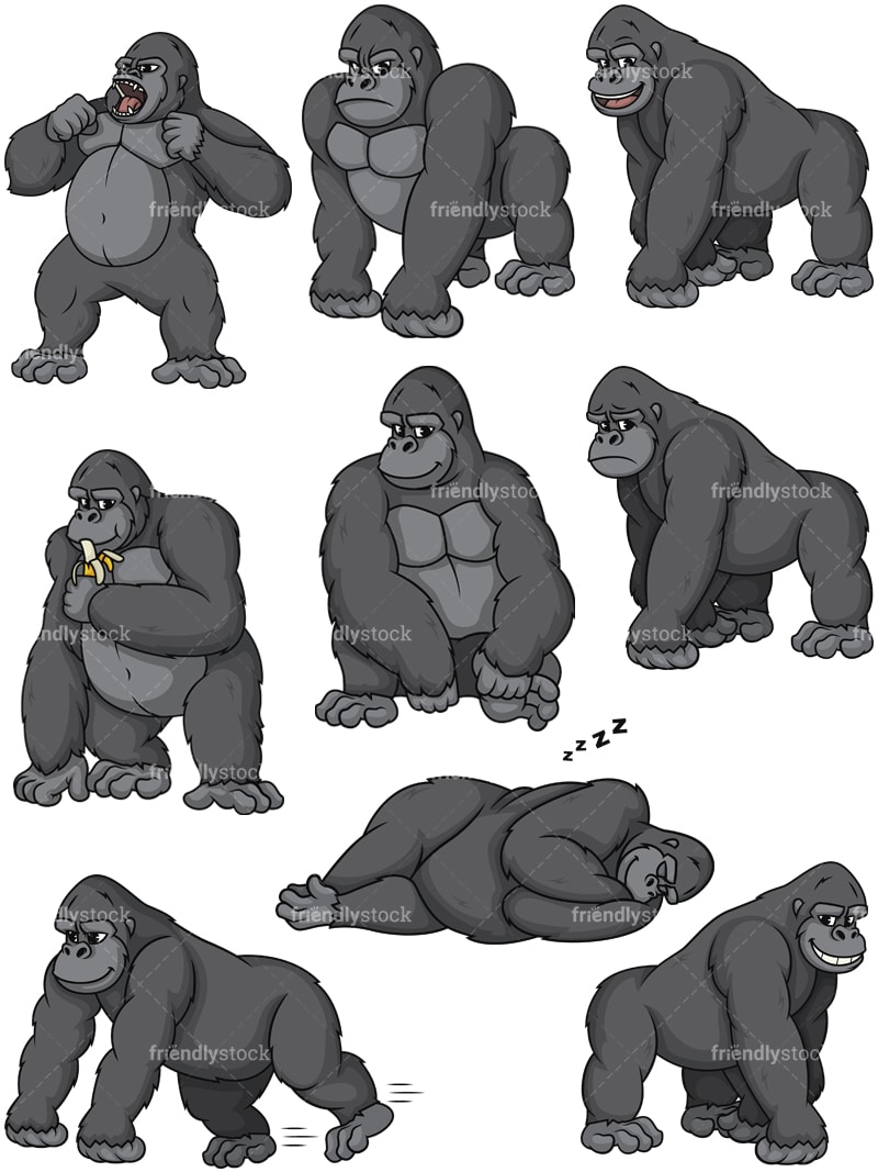 Wild Gorillas Cartoon Vector Clipart - FriendlyStock