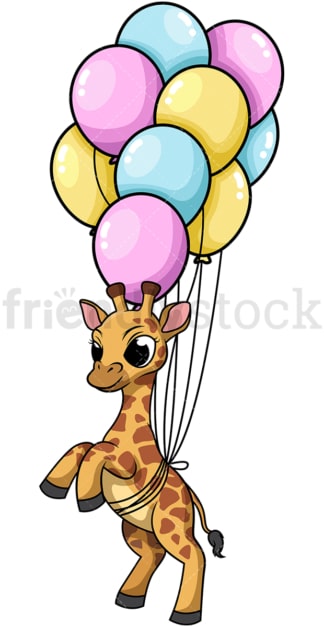 Giraffe with balloons. PNG - JPG and vector EPS (infinitely scalable).