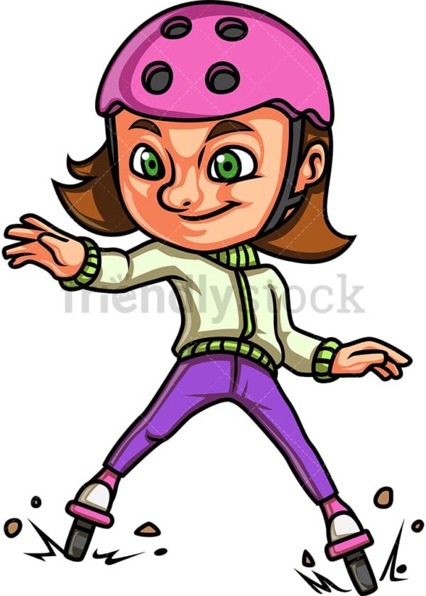 Cute girl roller skating. PNG - JPG and vector EPS. Isolated on transparent background.