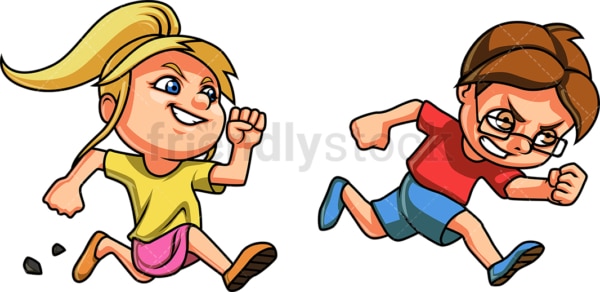 Girl chasing boy. PNG - JPG and vector EPS file formats (infinitely scalable). Image isolated on transparent background.