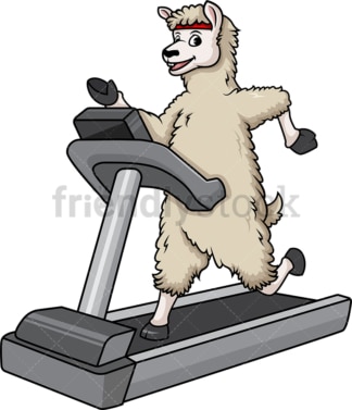 Llama running on treadmill. PNG - JPG and vector EPS (infinitely scalable).