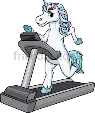 Unicorn running on treadmill. PNG - JPG and vector EPS (infinitely scalable).