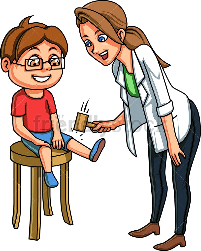 Doctor Checking Kid's Knee Reflexes Cartoon Vector Clipart - FriendlyStock