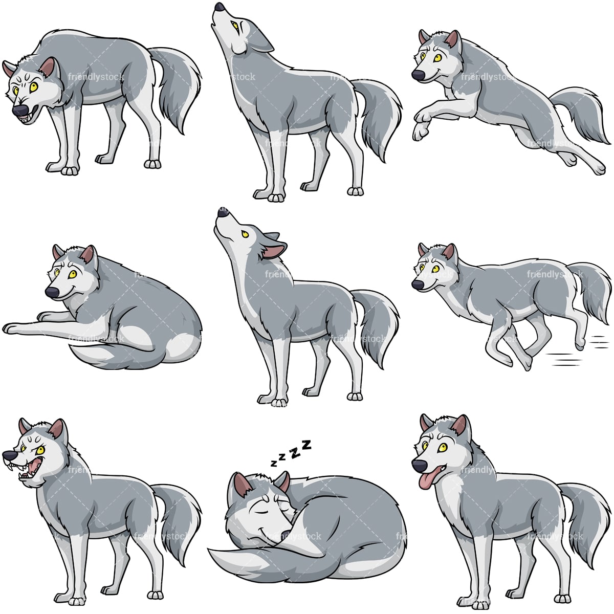 Wild Wolf Clipart Collection - FriendlyStock