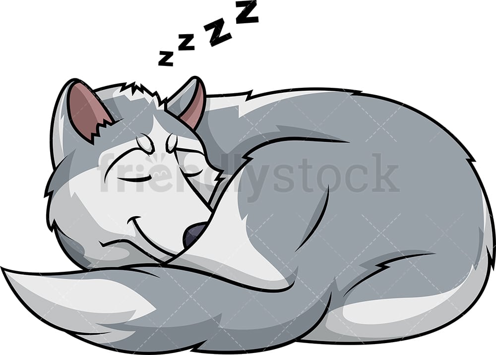 Sleeping Wolf Cartoon Clipart Vector - FriendlyStock