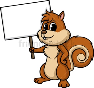Squirrel holding empty sign. PNG - JPG and vector EPS (infinitely scalable).