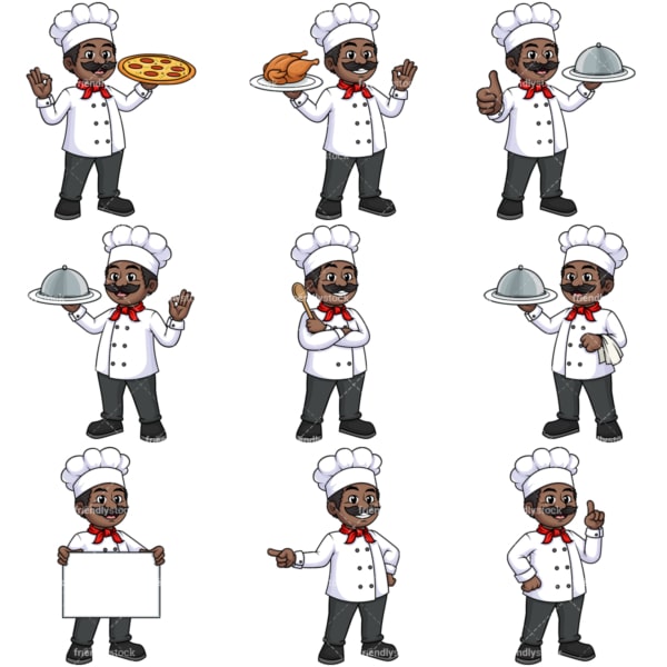 Black male chef. PNG - JPG and vector EPS file formats (infinitely scalable).